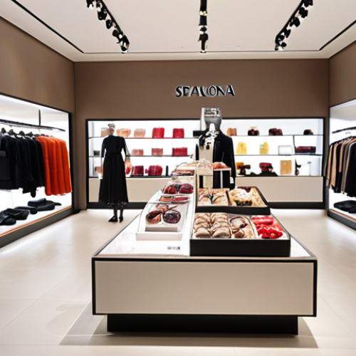 Home 15 ** A brightly lit, modern Italian boutique. Focus on the optimized layout with shoppers engaging with strategically placed high-margin products. Soft, diffused lighting.
**