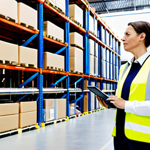 Home 7 **Prompt 1: Automated Italian Warehouse Efficiency**
A professional logistics manager, either male or female, wearing a clean, professional uniform, fully clothed, and in modest clothing. They stand in a vast, modern, high-tech automated warehouse located in the Emilia-Romagna region of Italy. The warehouse features tall, organized shelving filled with various products, with state-of-the-art robotic systems or automated guided vehicles (AGVs) subtly visible in the background, moving efficiently. Discreet UWB (Ultra-Wideband) sensors are mounted on pillars and ceilings. The manager holds a tablet computer, focused on the screen, which displays a real-time, interactive map of the warehouse with precise indoor localization data, tracking inventory and assets. The manager has a focused, efficient expression. Bright, natural industrial lighting emphasizes cleanliness and efficiency. Professional corporate photography, high quality, sharp focus, perfect anatomy, correct proportions, natural pose, well-formed hands, proper finger count, natural body proportions, safe for work, appropriate content, professional dress.