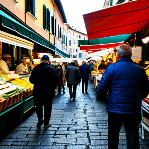Home 18 실내 위치 추적 기술의 실시간 데이터 업데이트 - Bustling Italian Market**
"A vibrant scene inside a traditional Italian marketplace, *Mercato*, wit...