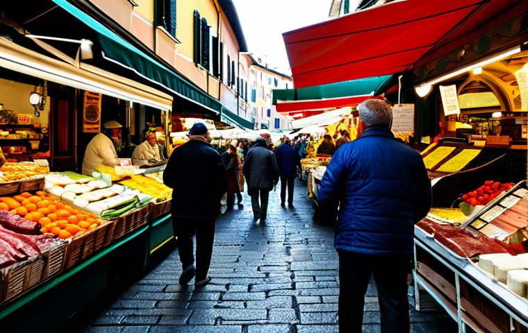실내 위치 추적 기술의 실시간 데이터 업데이트 - Bustling Italian Market**
"A vibrant scene inside a traditional Italian marketplace, *Mercato*, wit...